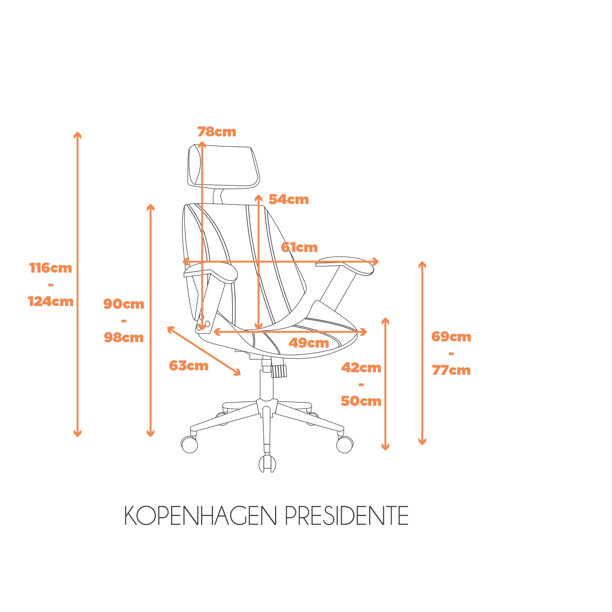 Cadeira Kopenhagen Ergonômica Presidente Couro Ecológico Cor:Marrom