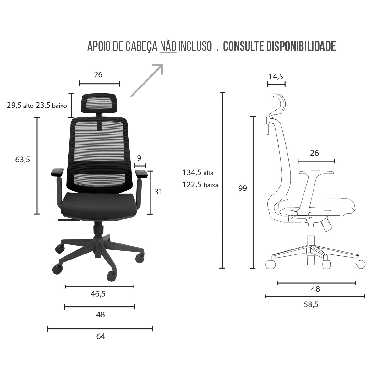 Cadeira de Escritório Diretor NR17 Ergonômica Reclinável Cor:Preto
