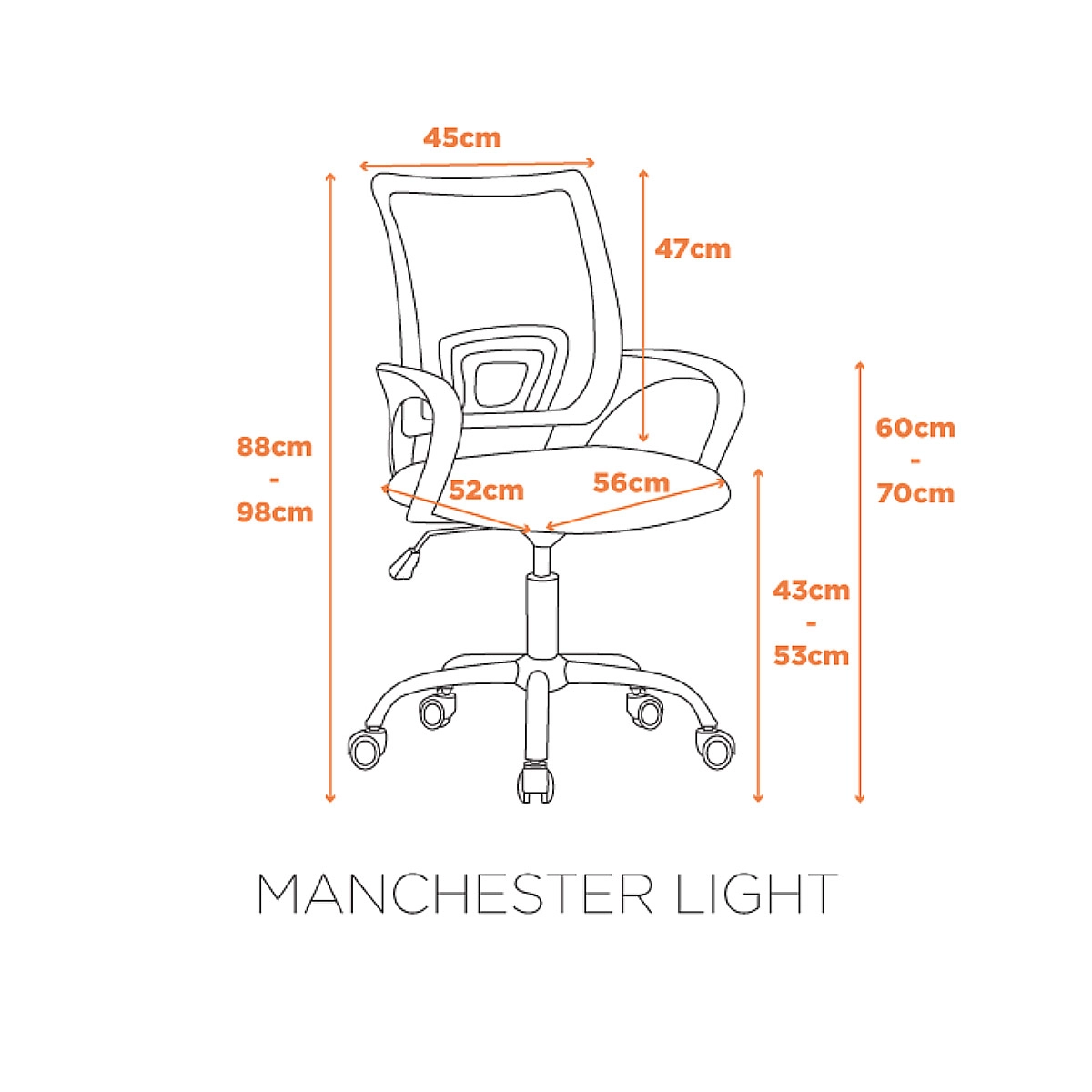 Cadeira Manchester Light Braços Fixos para Escritório Cor:Preto