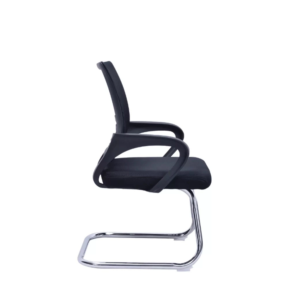 Cadeira Manchester Base Cromada Braços Fixos para Escritório Cor:Preto