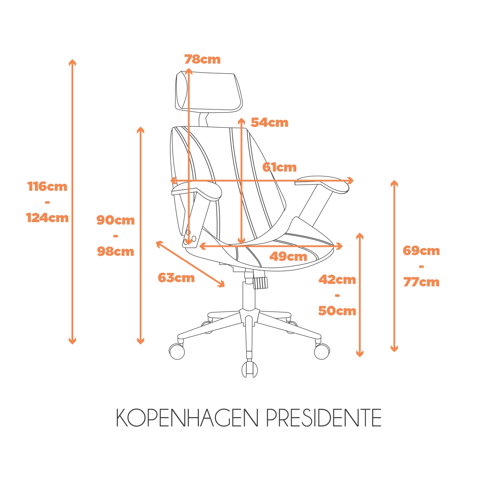 Cadeira Kopenhagen Ergonômica Presidente Couro Ecológico Cor:Branca