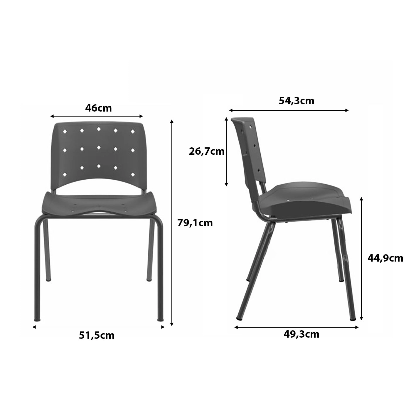 Cadeira Fixa p/ Escritório Ergonômica NR17 Ergoplax Cor:Preto