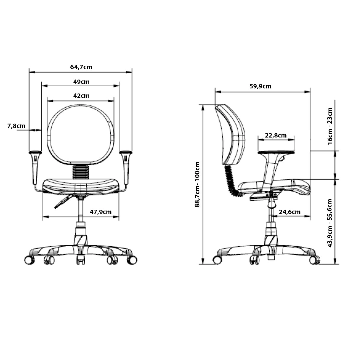 Cadeira Escritório Ergonômica Operativa Executiva Vinil NR17 Cor:Preto
