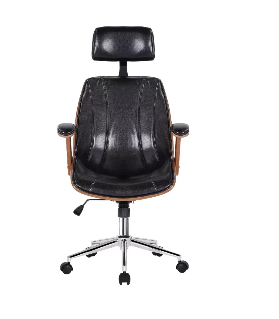Cadeira Kopenhagen Ergonômica Presidente Couro Ecológico Cor:Preta