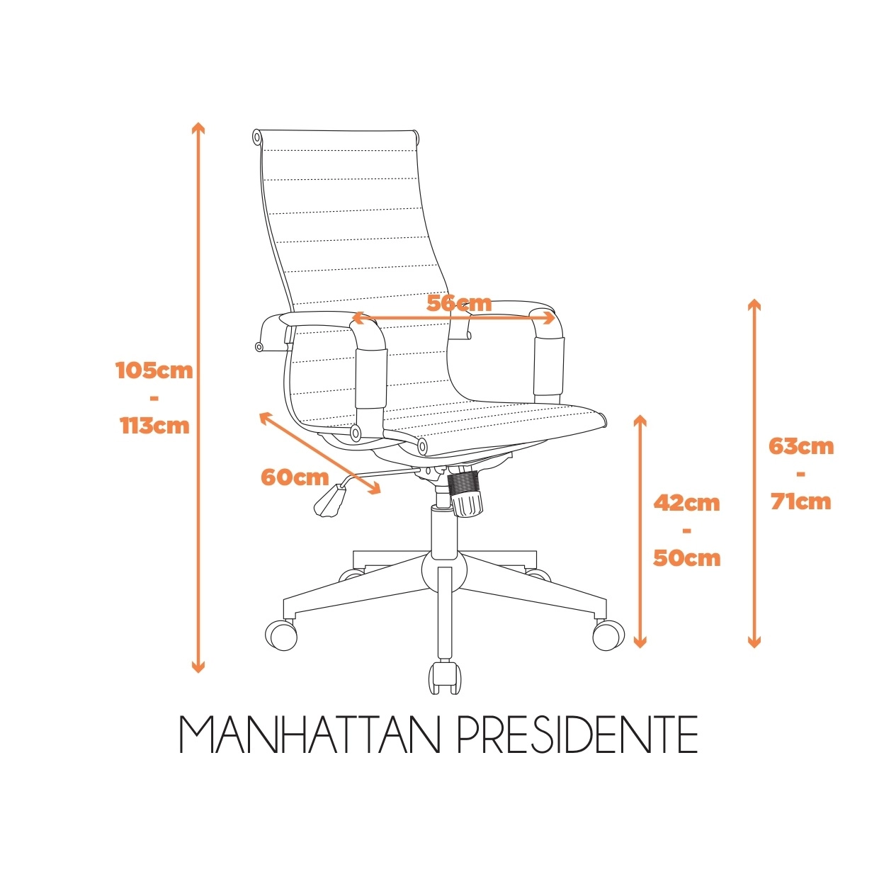 Cadeira Manhattan Presidente Couro Ecológico para Escritório Cor:Branca