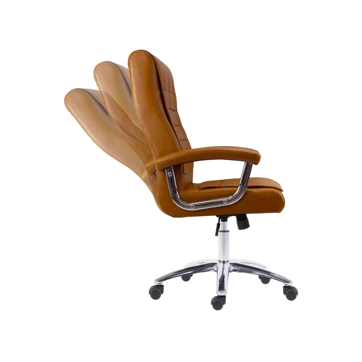 Cadeira Califórnia Ergonômica Couro Ecológico Com Regulagem Cor:Caramelo