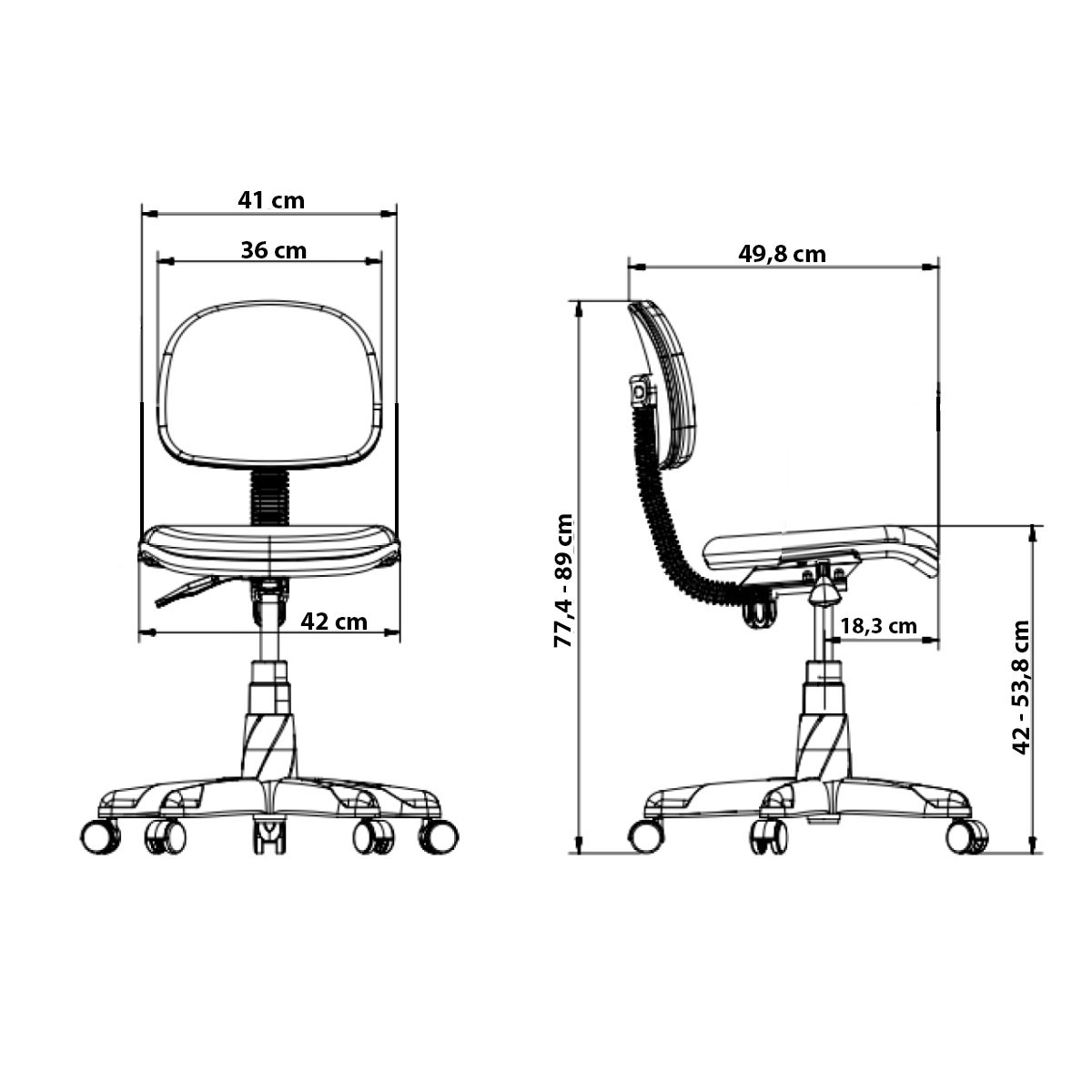 Cadeira Escritório Ergonômica Operativa Plus Secretária Slim Cor:Preto