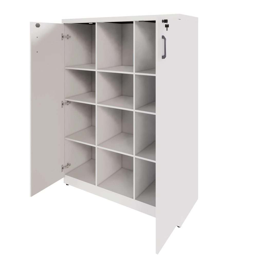 Armário Alto Escritório 120cm 2 Portas 9 Prateleiras F5 Cor:Branco
