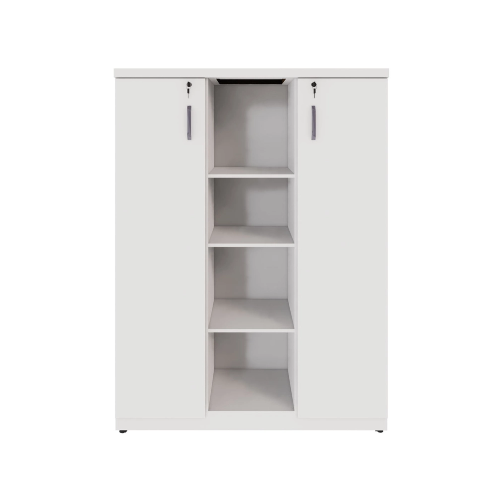 Armário Alto Escritório 120cm 2 Portas 9 Prateleiras F5 Cor:Branco
