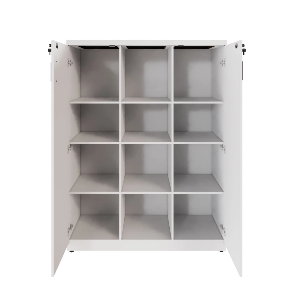 Armário Alto Escritório 120cm 2 Portas 9 Prateleiras F5 Cor:Branco
