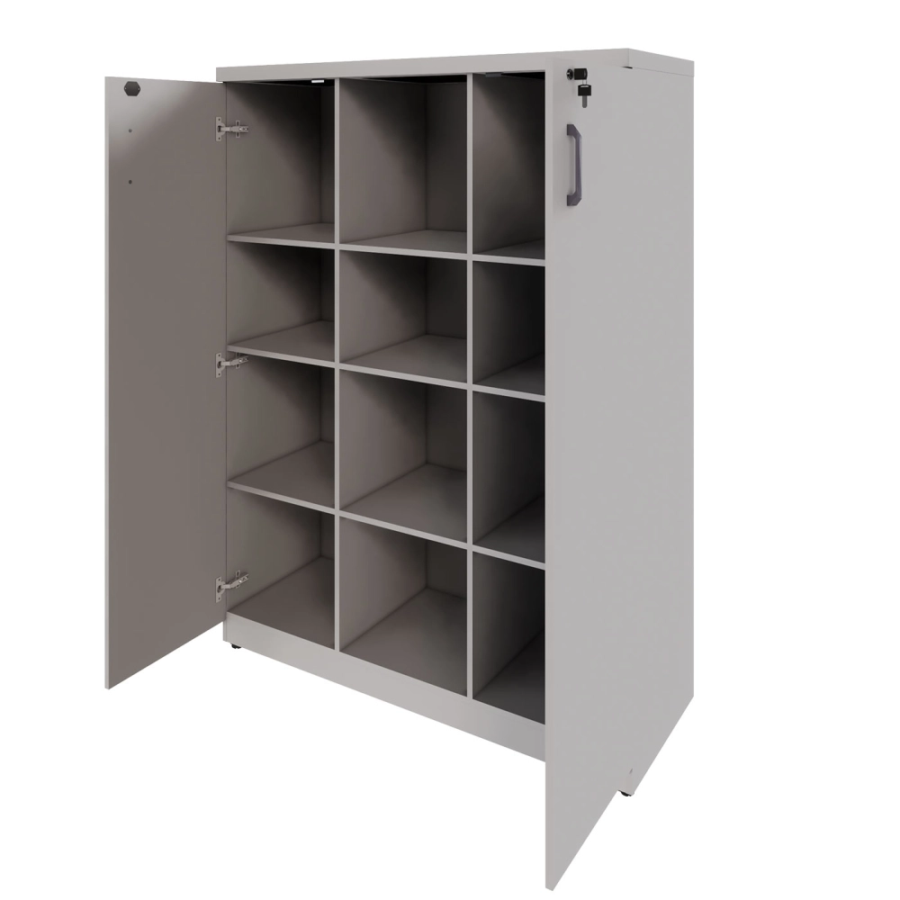 Armário Alto Escritório 120cm 2 Portas 9 Prateleiras F5 Cor:Cinza