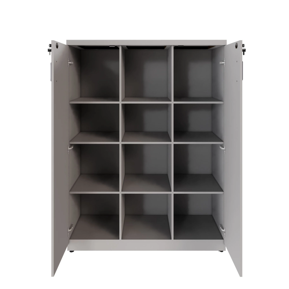 Armário Alto Escritório 120cm 2 Portas 9 Prateleiras F5 Cor:Cinza
