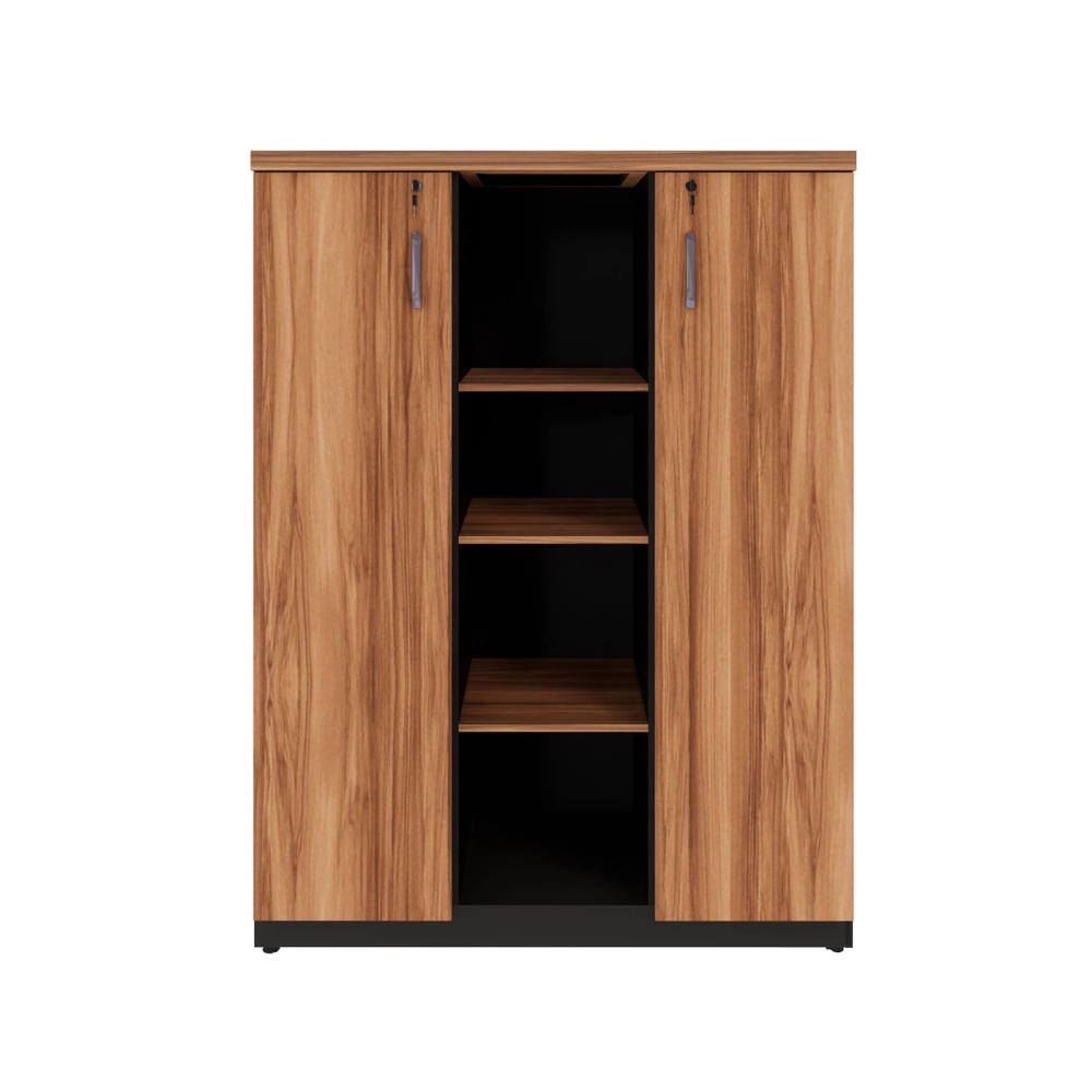 Armário Alto Escritório 120cm 2 Portas 9 Prateleiras F5 Cor:Nogal com Preto