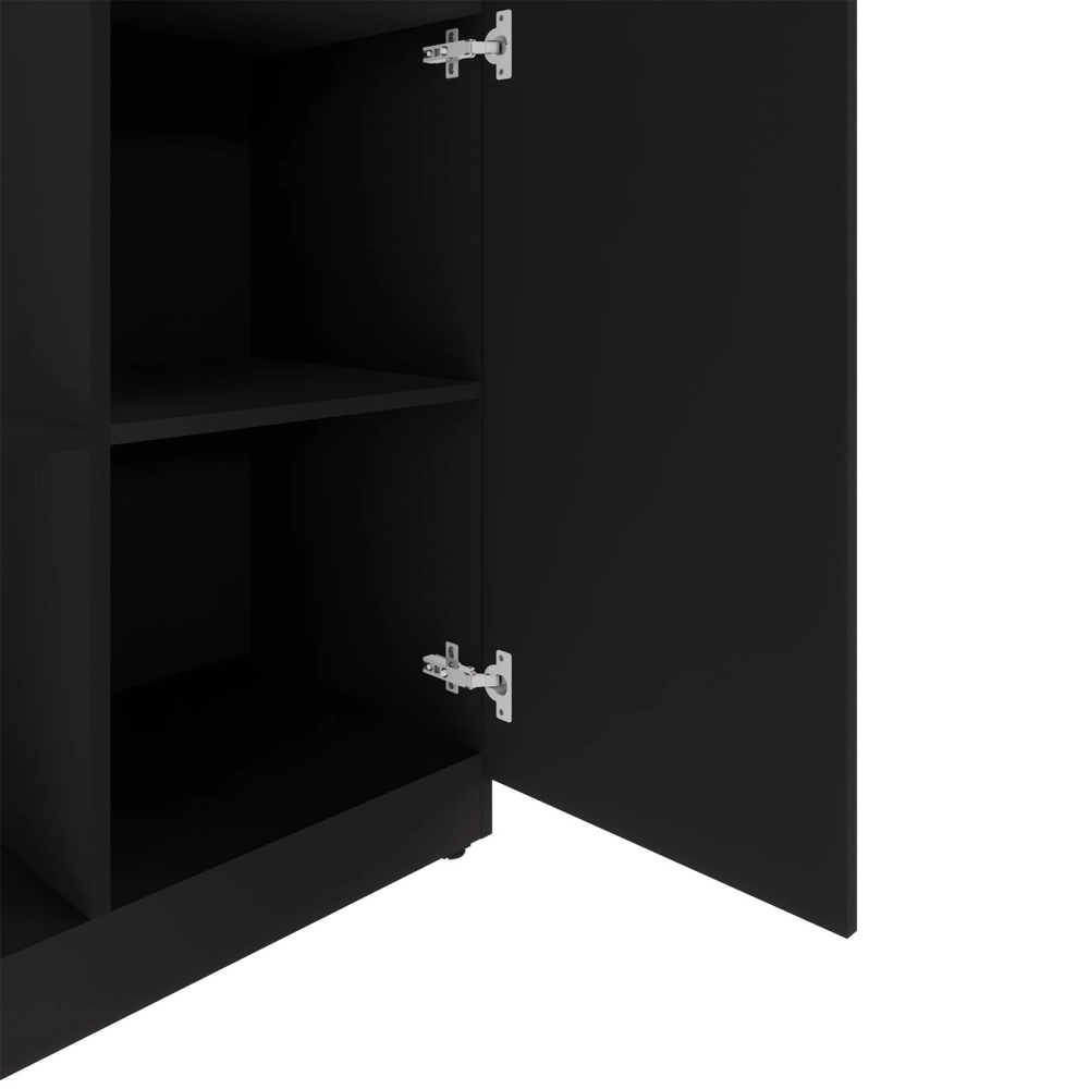 Armário Alto Escritório 120cm 2 Portas 9 Prateleiras F5 Cor:Preto
