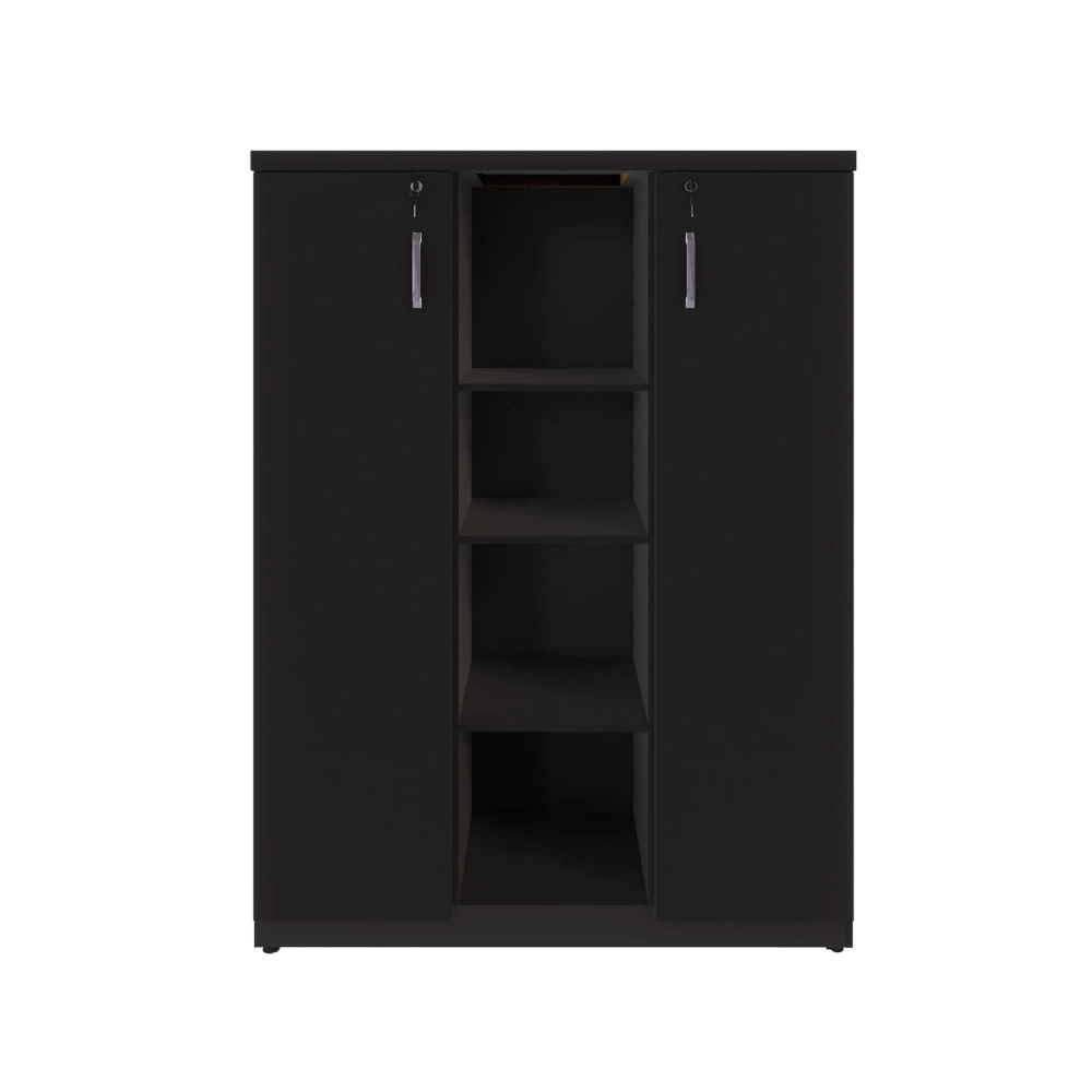 Armário Alto Escritório 120cm 2 Portas 9 Prateleiras F5 Cor:Preto