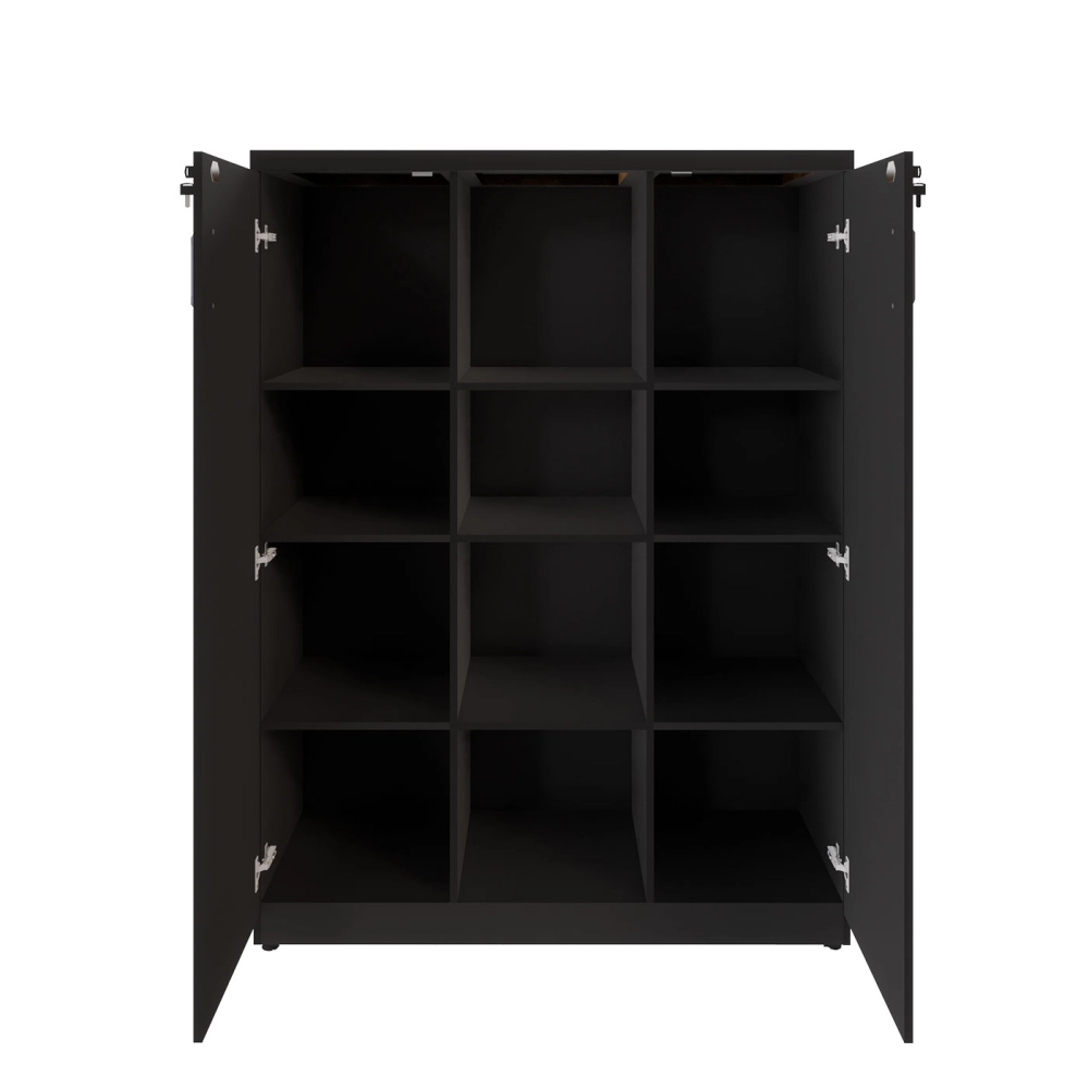 Armário Alto Escritório 120cm 2 Portas 9 Prateleiras F5 Cor:Preto