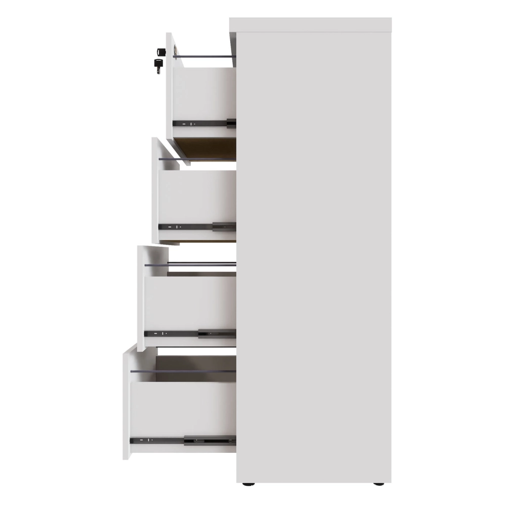 Armário Alto Escritório c/ 4 Gavetas Suporte para Pastas F5 Cor:Branco