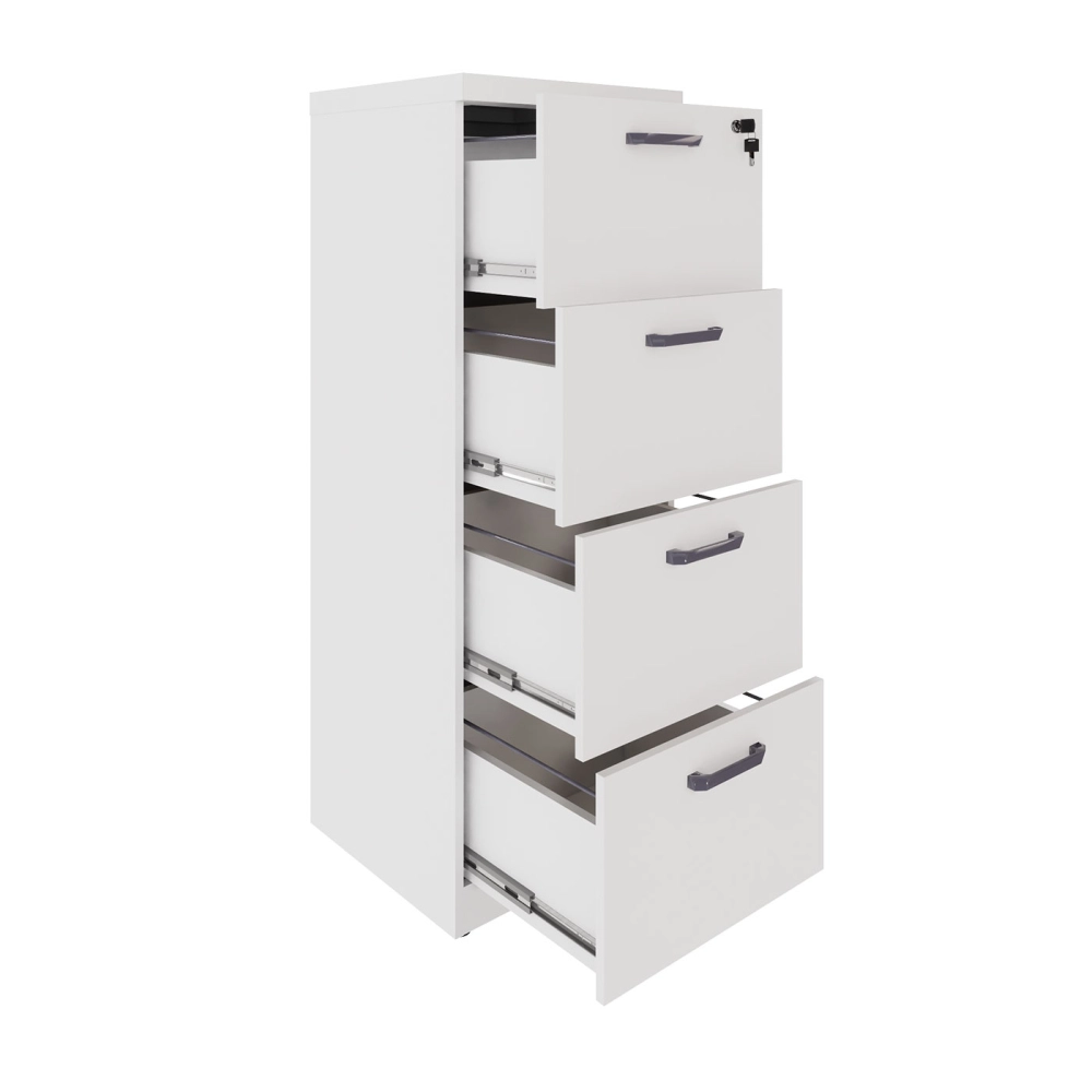 Armário Alto Escritório c/ 4 Gavetas Suporte para Pastas F5 Cor:Branco