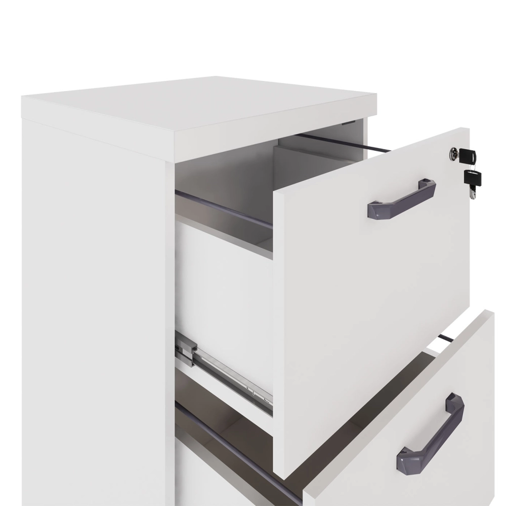 Armário Alto Escritório c/ 4 Gavetas Suporte para Pastas F5 Cor:Branco