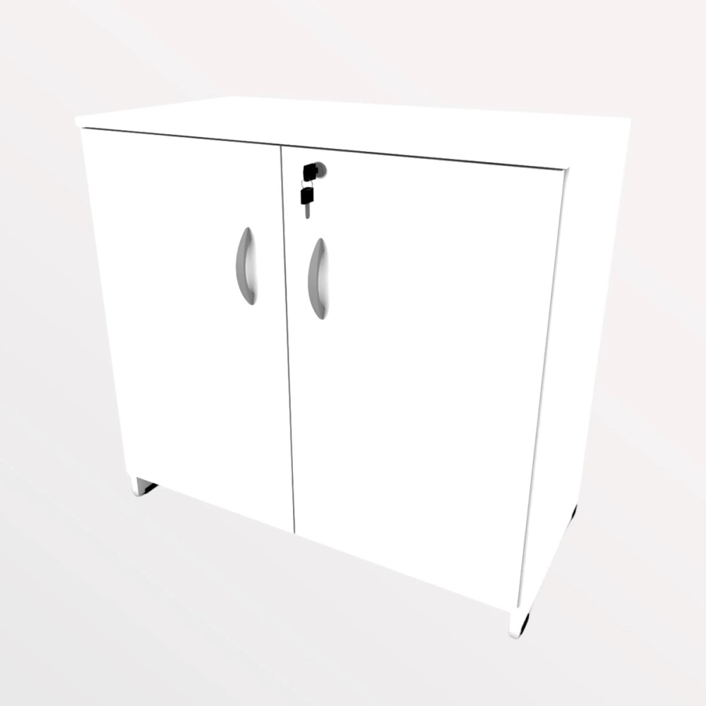 Armário Baixo 2 Portas 80cm x 42cm p/ Escritório F5 Office Cor:Branco