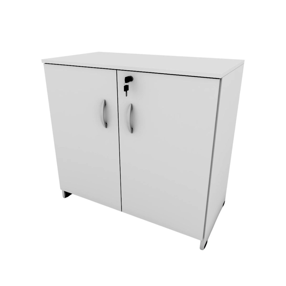 Armário Baixo 2 Portas 80cm x 42cm p/ Escritório F5 Office Cor:Cinza