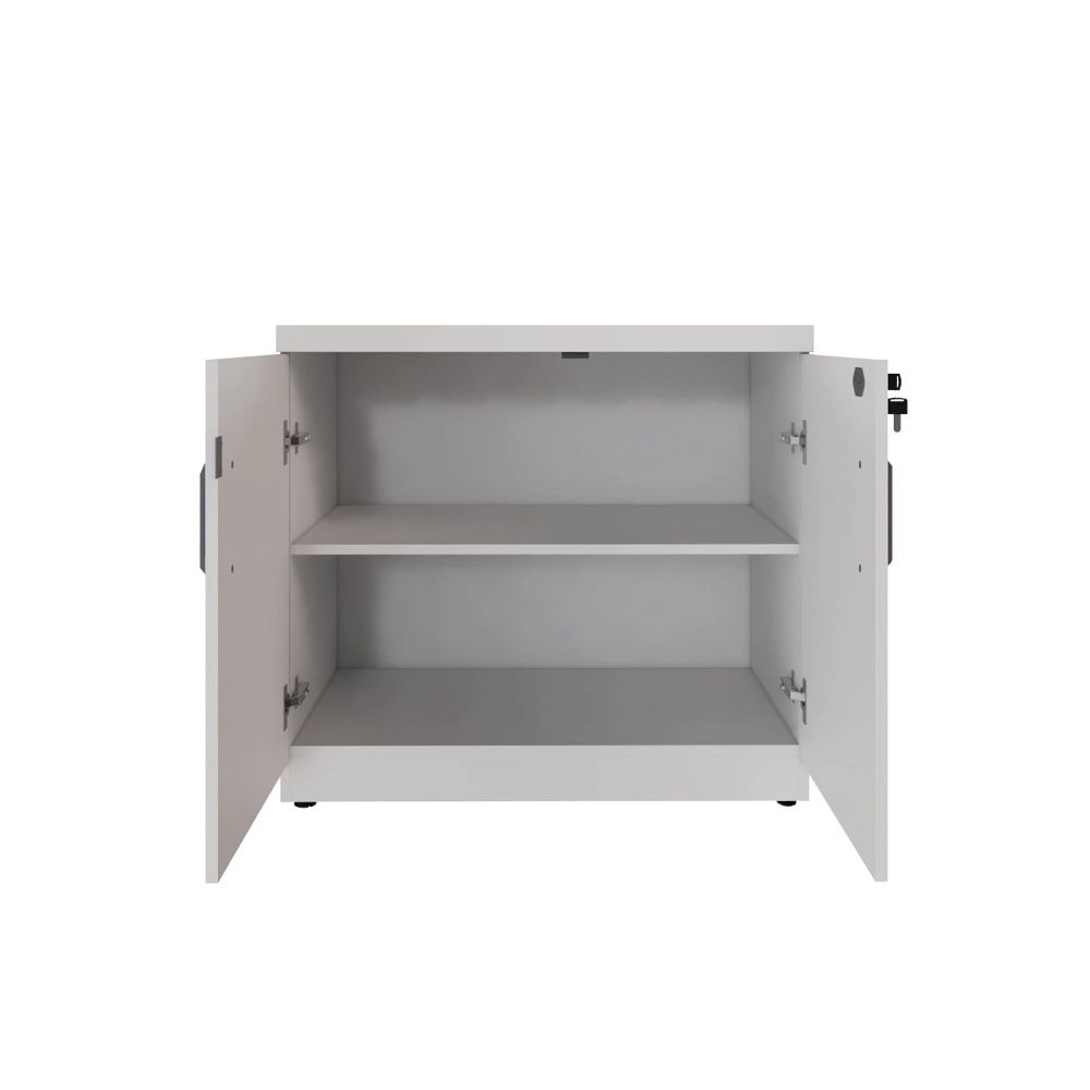 Armário Baixo Escritório 80cm x 45cm c/ 2 Portas e Chave F5 Cor:Branco
