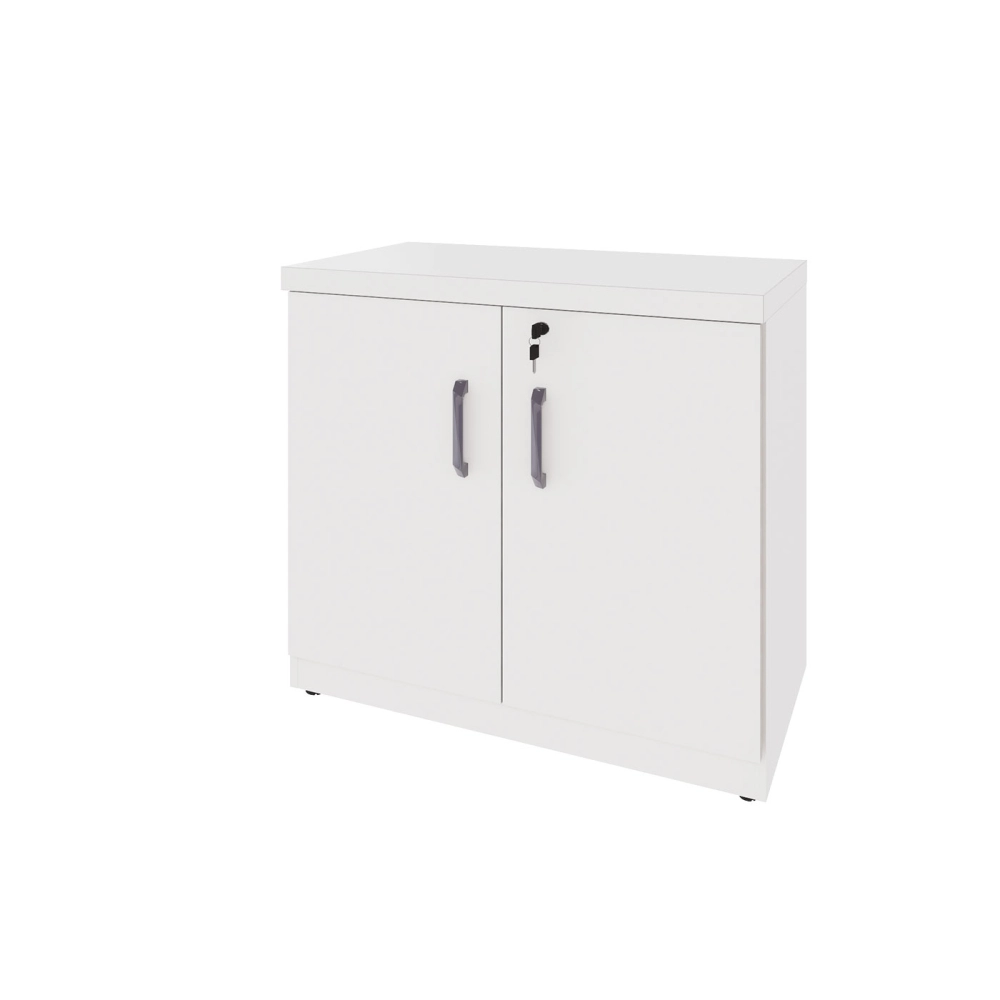 Armário Baixo Escritório 80cm x 45cm c/ 2 Portas e Chave F5 Cor:Branco