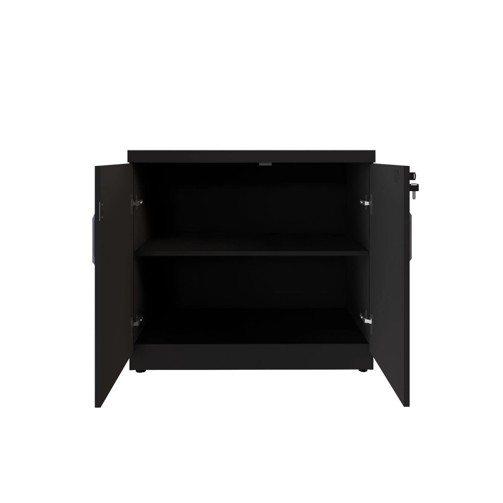 Armário Baixo Escritório 80cm x 45cm c/ 2 Portas e Chave F5 Cor:Preto