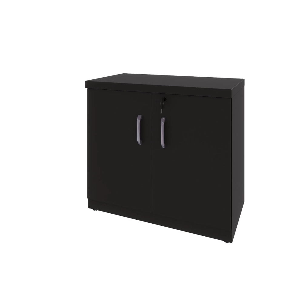 Armário Baixo Escritório 80cm x 45cm c/ 2 Portas e Chave F5 Cor:Preto