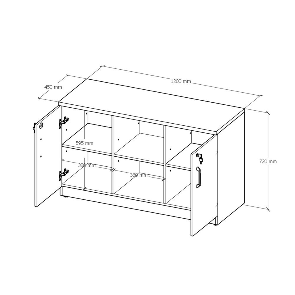 Armário Baixo para Escritório 1,20m Tampo 40mm Nogal Pr F5 Cor:Nogal com Preto