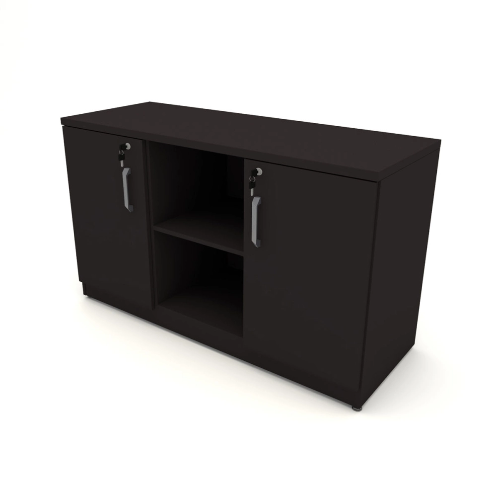 Armário Baixo para Escritório 120 cm Linha de Alto Padrão Cor:Preto com Preto