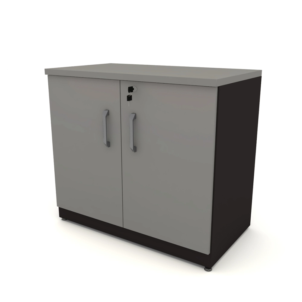 Armário Baixo para Escritório Corporativo 80cm F5 Office Cor:Cinza Sagrado com Preto