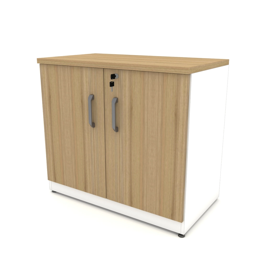 Armário Baixo para Escritório Corporativo 80cm F5 Office Cor:Macadâmia com Branco