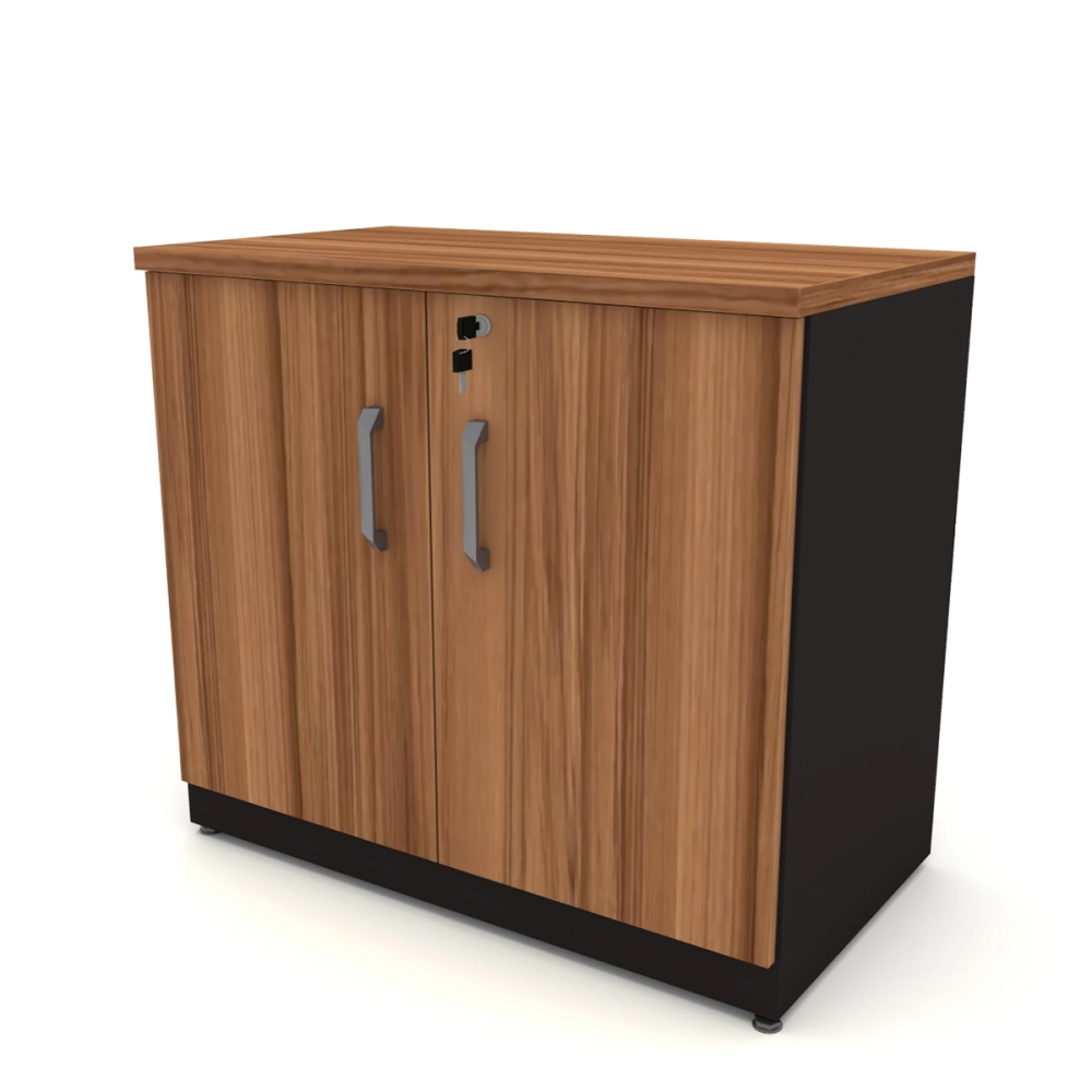 Armário Baixo para Escritório Corporativo 80cm F5 Office Cor:Nogal com Preto