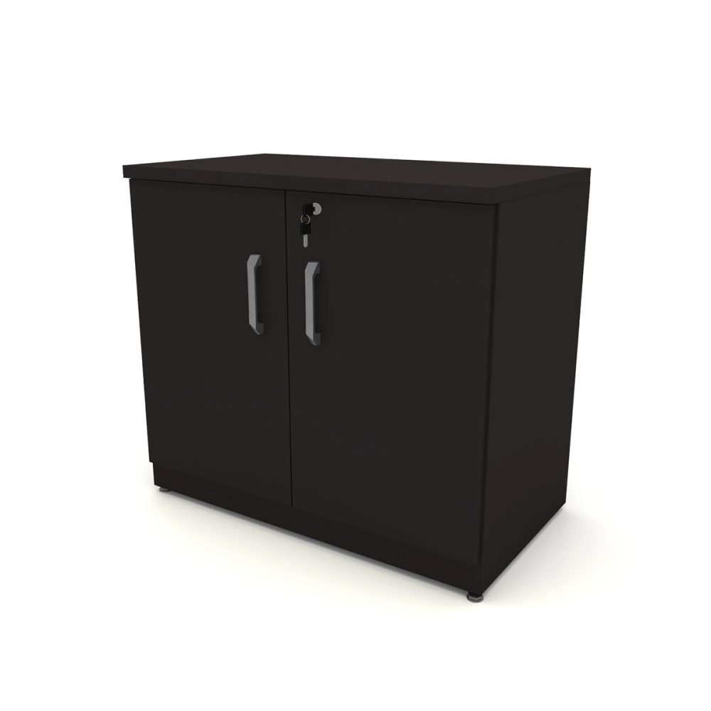 Armário Baixo para Escritório Corporativo 80cm F5 Office Cor:Preto com Preto