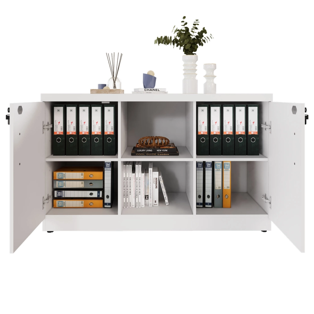 Armário Escritório 120cm x 45cm c/ 2 Portas 3 Prateleiras F5 Cor:Branco