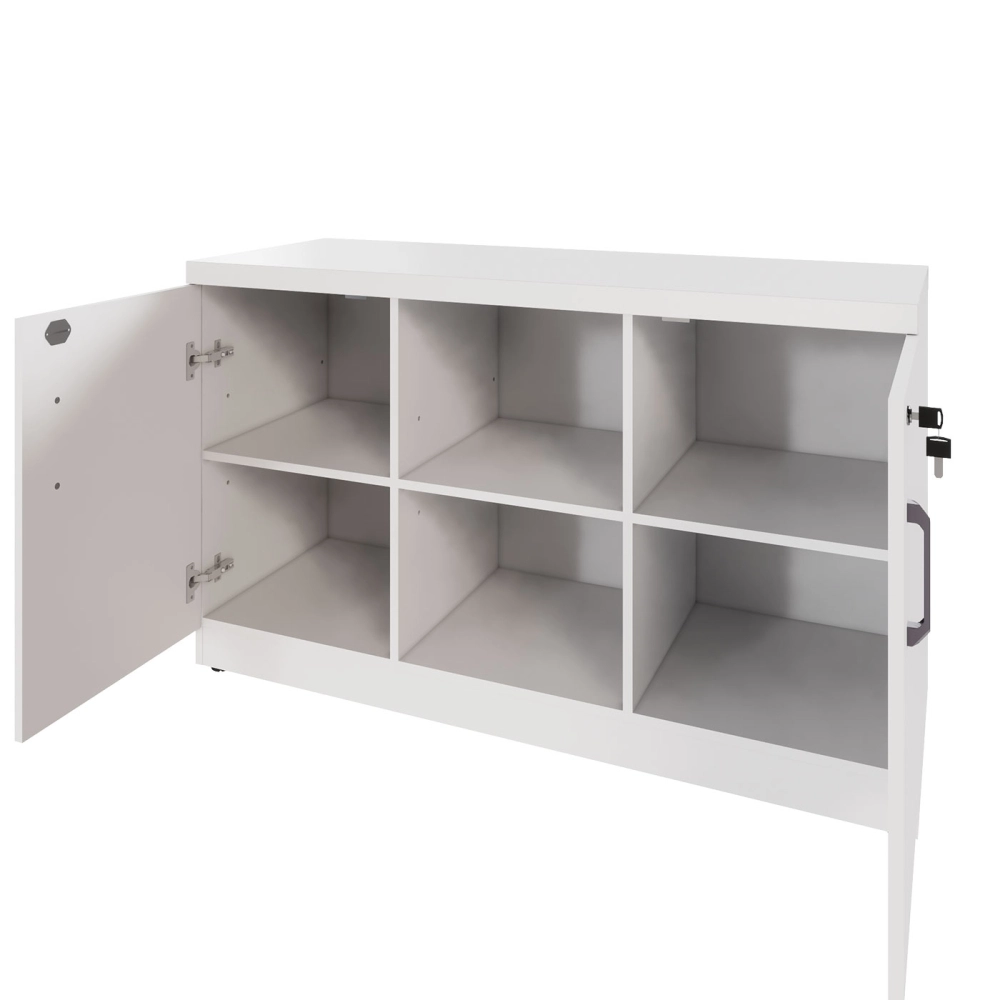 Armário Escritório 120cm x 45cm c/ 2 Portas 3 Prateleiras F5 Cor:Branco