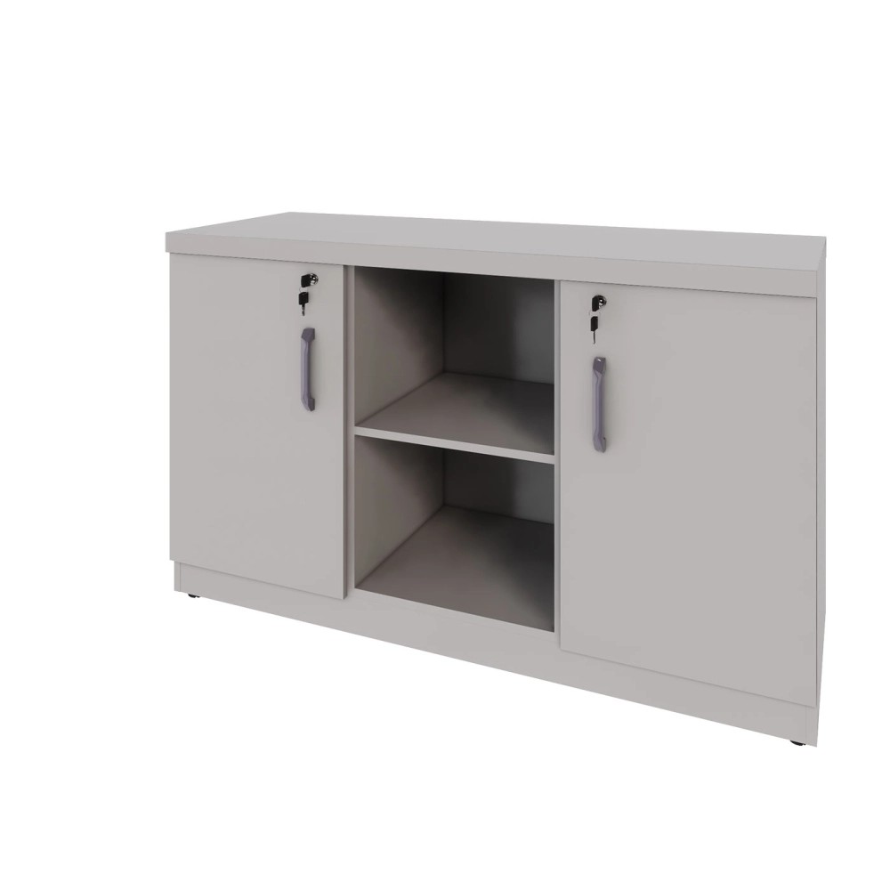 Armário Escritório 120cm x 45cm c/ 2 Portas 3 Prateleiras F5 Cor:Cinza