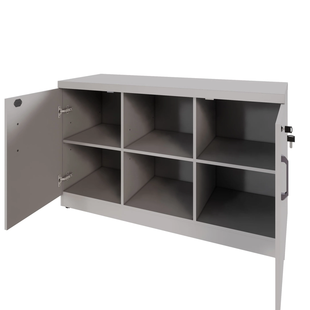 Armário Escritório 120cm x 45cm c/ 2 Portas 3 Prateleiras F5 Cor:Cinza