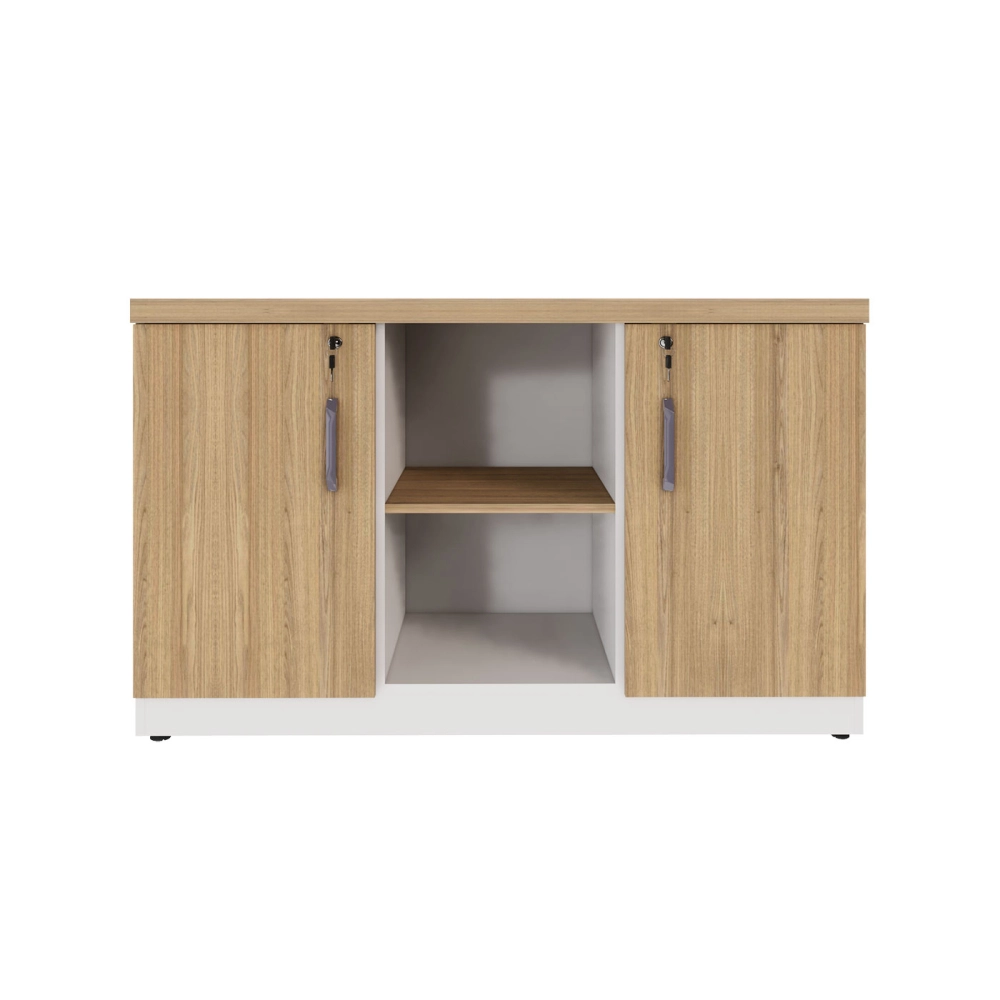 Armário Escritório 120cm x 45cm c/ 2 Portas 3 Prateleiras F5 Cor:Macadâmia com Branco