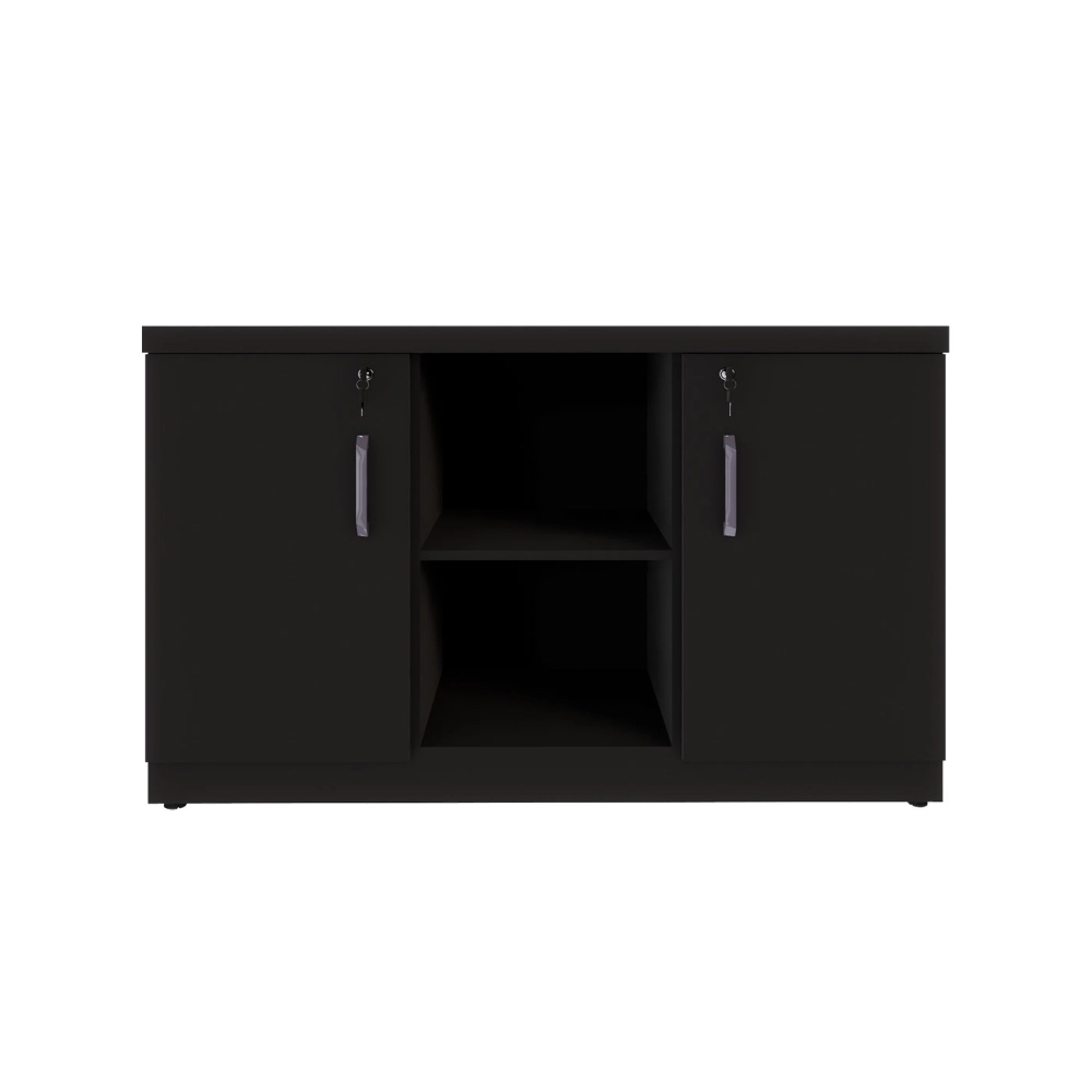Armário Escritório 120cm x 45cm c/ 2 Portas 3 Prateleiras F5 Cor:Preto