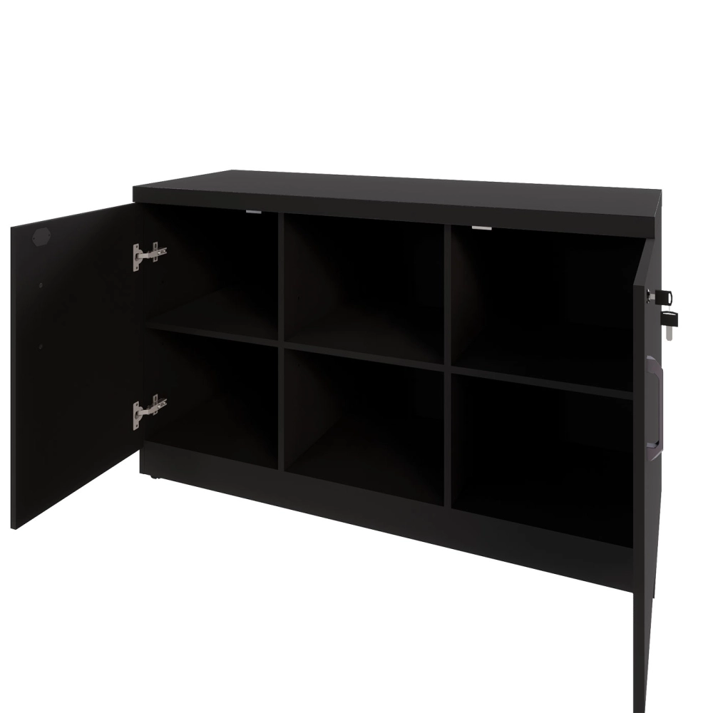 Armário Escritório 120cm x 45cm c/ 2 Portas 3 Prateleiras F5 Cor:Preto