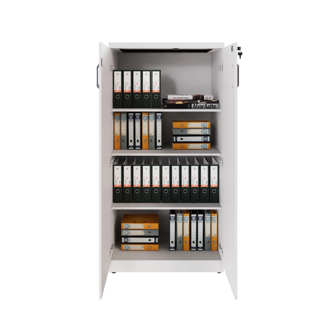 Armário Escritório 80cm x 161,5cm 2 Portas 3 Prateleiras F5 Cor:Branco