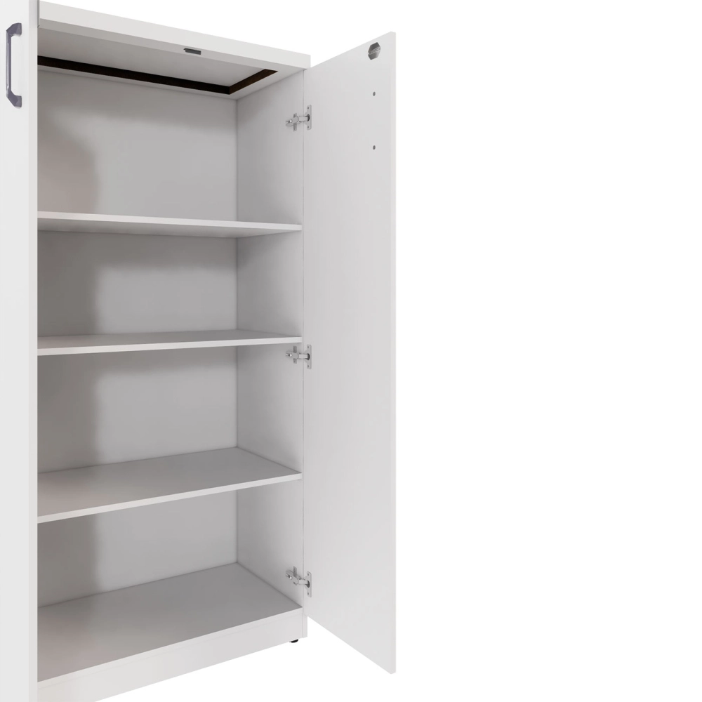 Armário Escritório 80cm x 161,5cm 2 Portas 3 Prateleiras F5 Cor:Branco