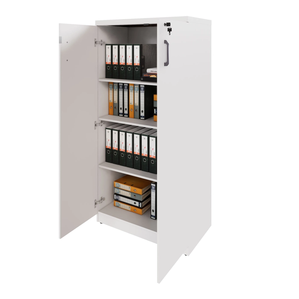 Armário Escritório 80cm x 161,5cm 2 Portas 3 Prateleiras F5 Cor:Branco