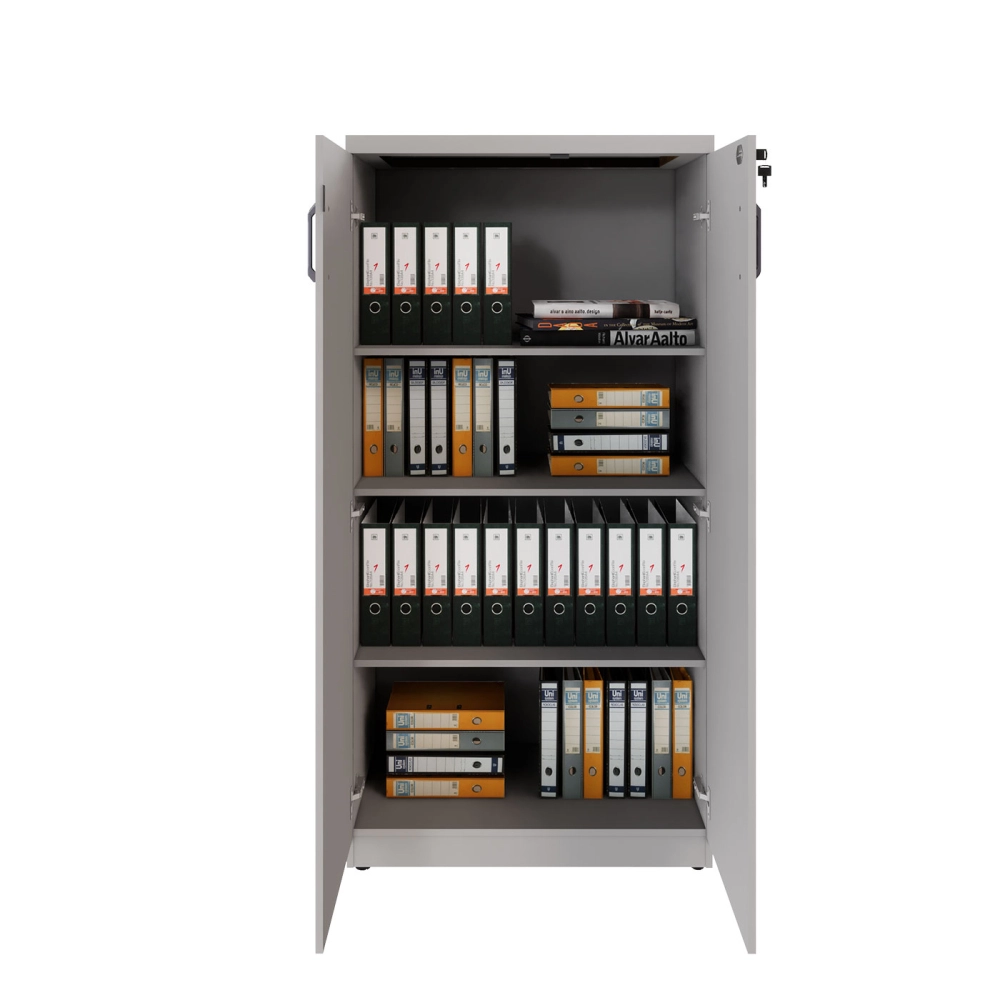 Armário Escritório 80cm x 161,5cm 2 Portas 3 Prateleiras F5 Cor:Cinza