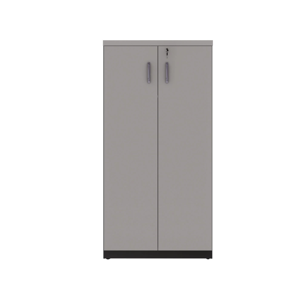 Armário Escritório 80cm x 161,5cm 2 Portas 3 Prateleiras F5 Cor:Cinza Sagrado com Preto