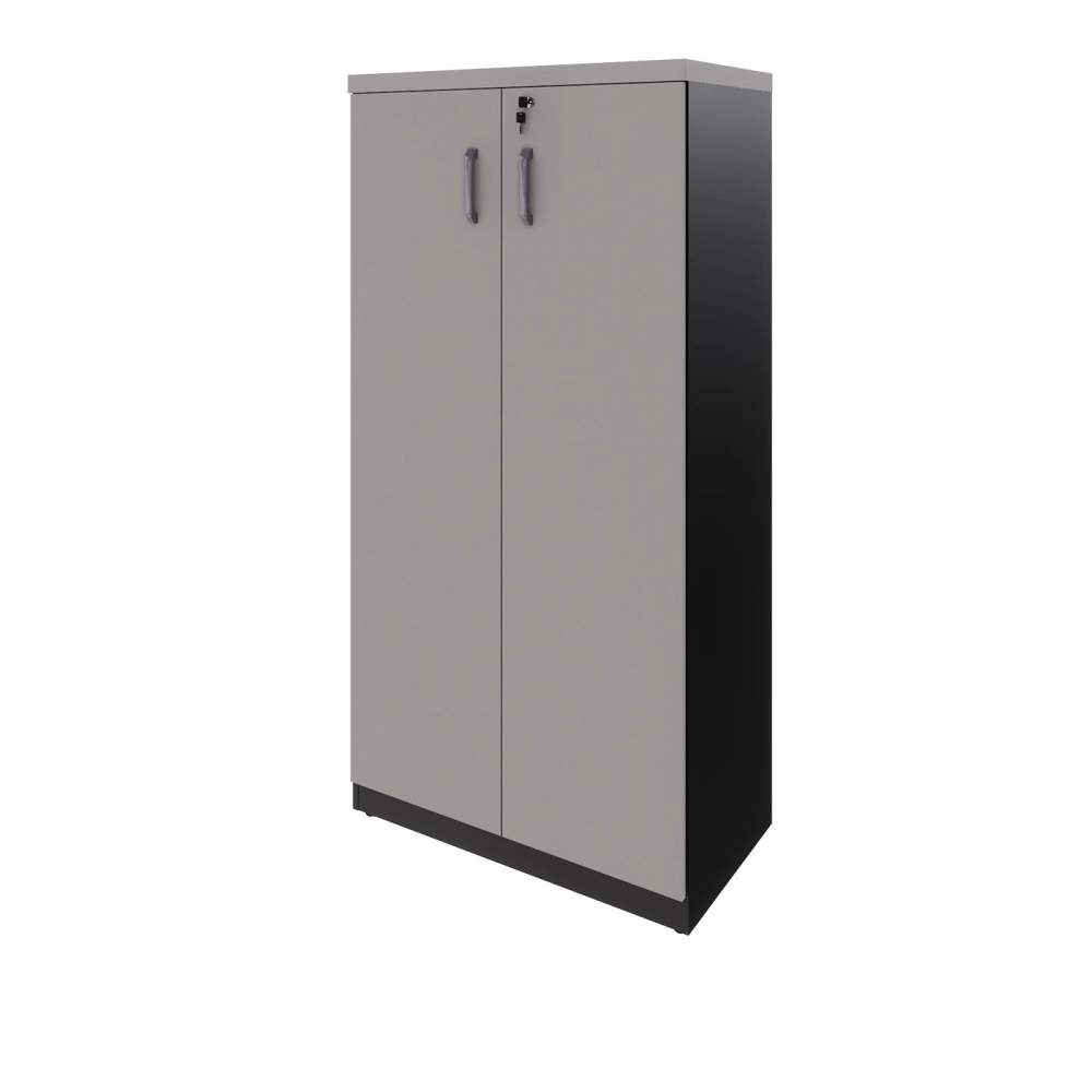Armário Escritório 80cm x 161,5cm 2 Portas 3 Prateleiras F5 Cor:Cinza Sagrado com Preto