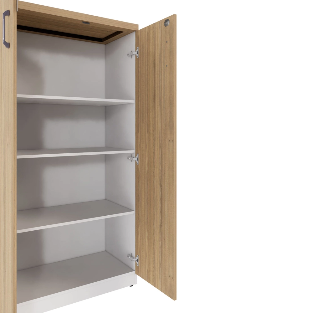Armário Escritório 80cm x 161,5cm 2 Portas 3 Prateleiras F5 Cor:Macadâmia com Branco