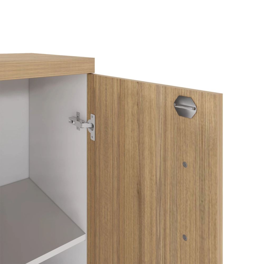 Armário Escritório 80cm x 161,5cm 2 Portas 3 Prateleiras F5 Cor:Macadâmia com Branco
